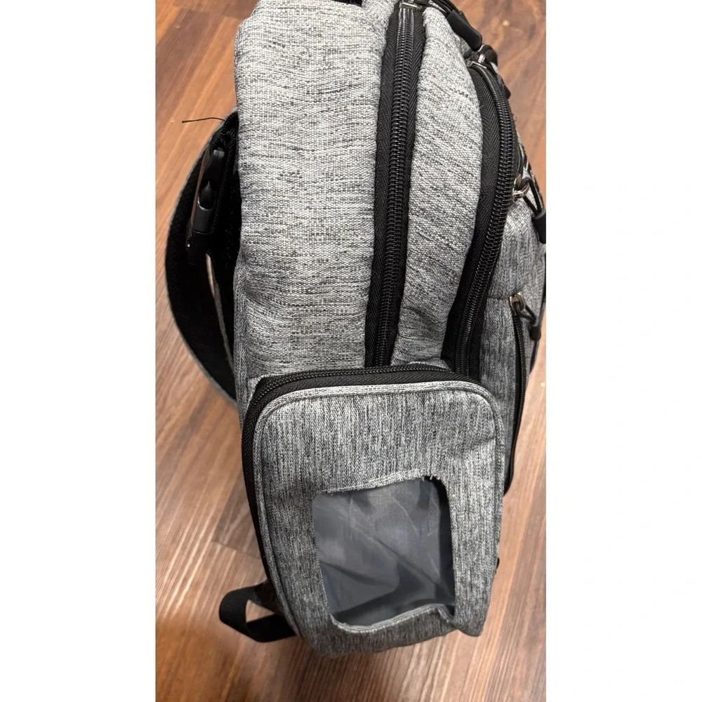 Eddie Bauer‎ Gray Rainier Back Pack Diaper-Bag Center Handle-Stroller Loops